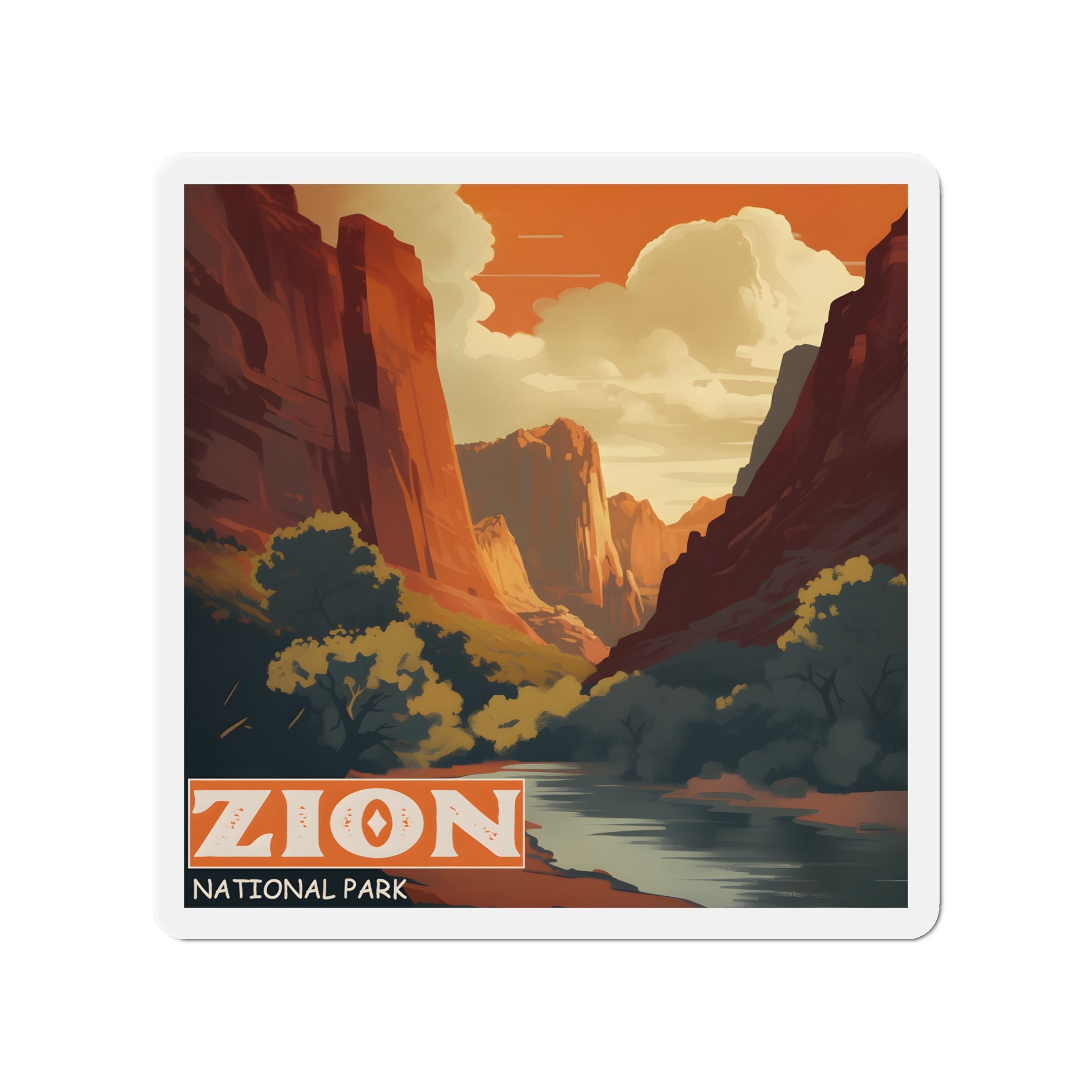 Vintage Zion National Park Magnet - Retro Wanderlust  - 5 Sizes