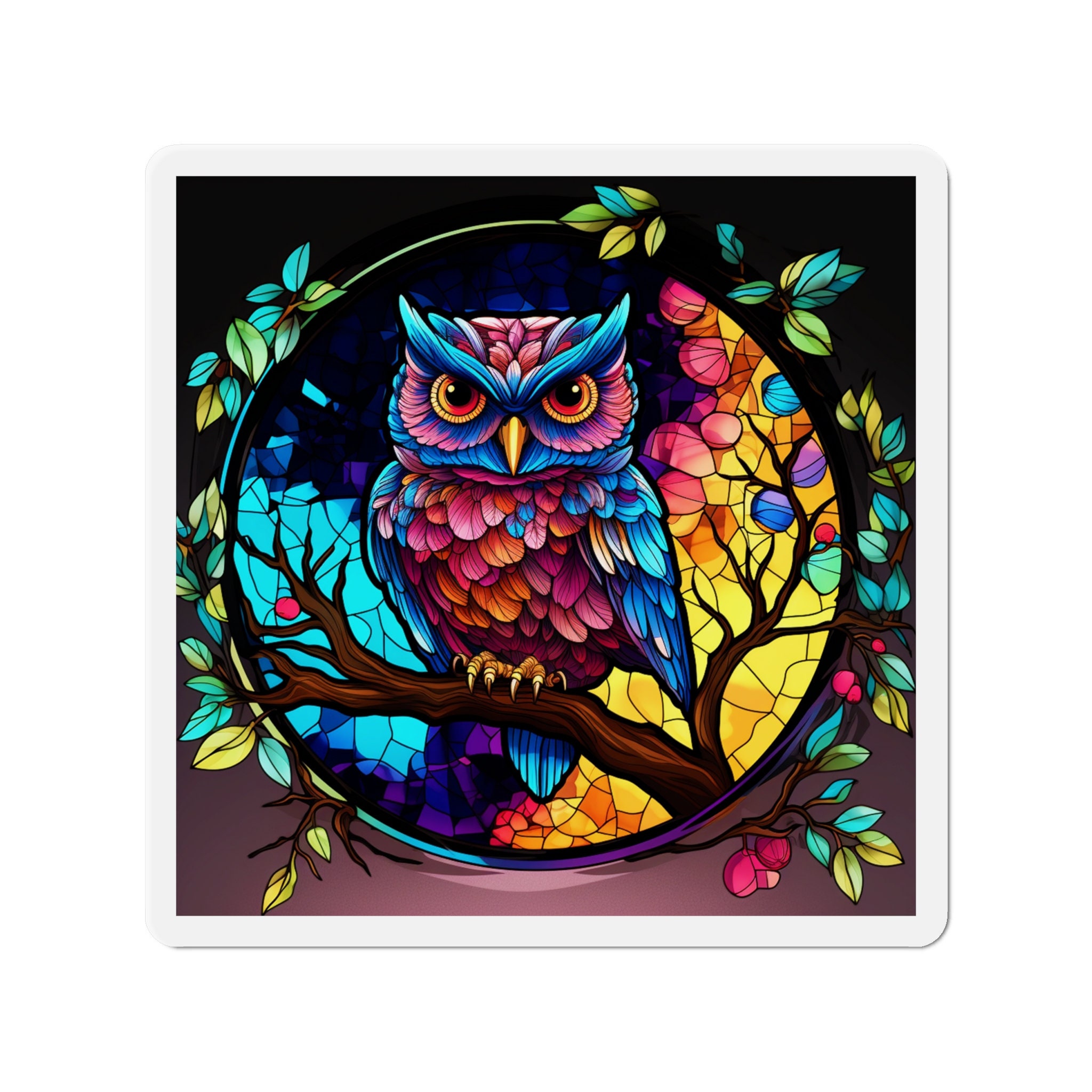 Stained Glass Owl Magnet - Available in 5 Sizes for Every Space