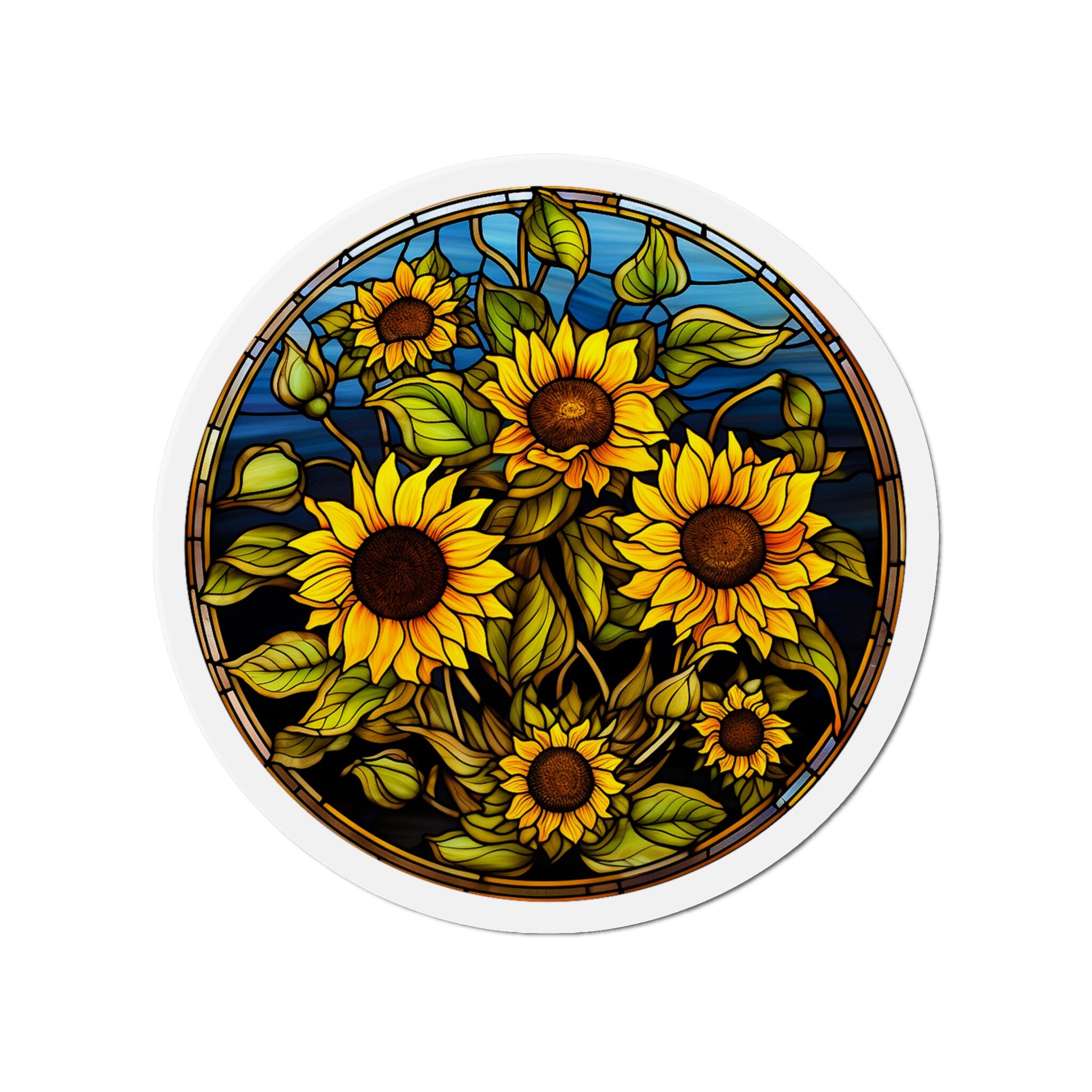 Stained Glass Sunflower Magnet Set - Five Sizes for Creative Expression