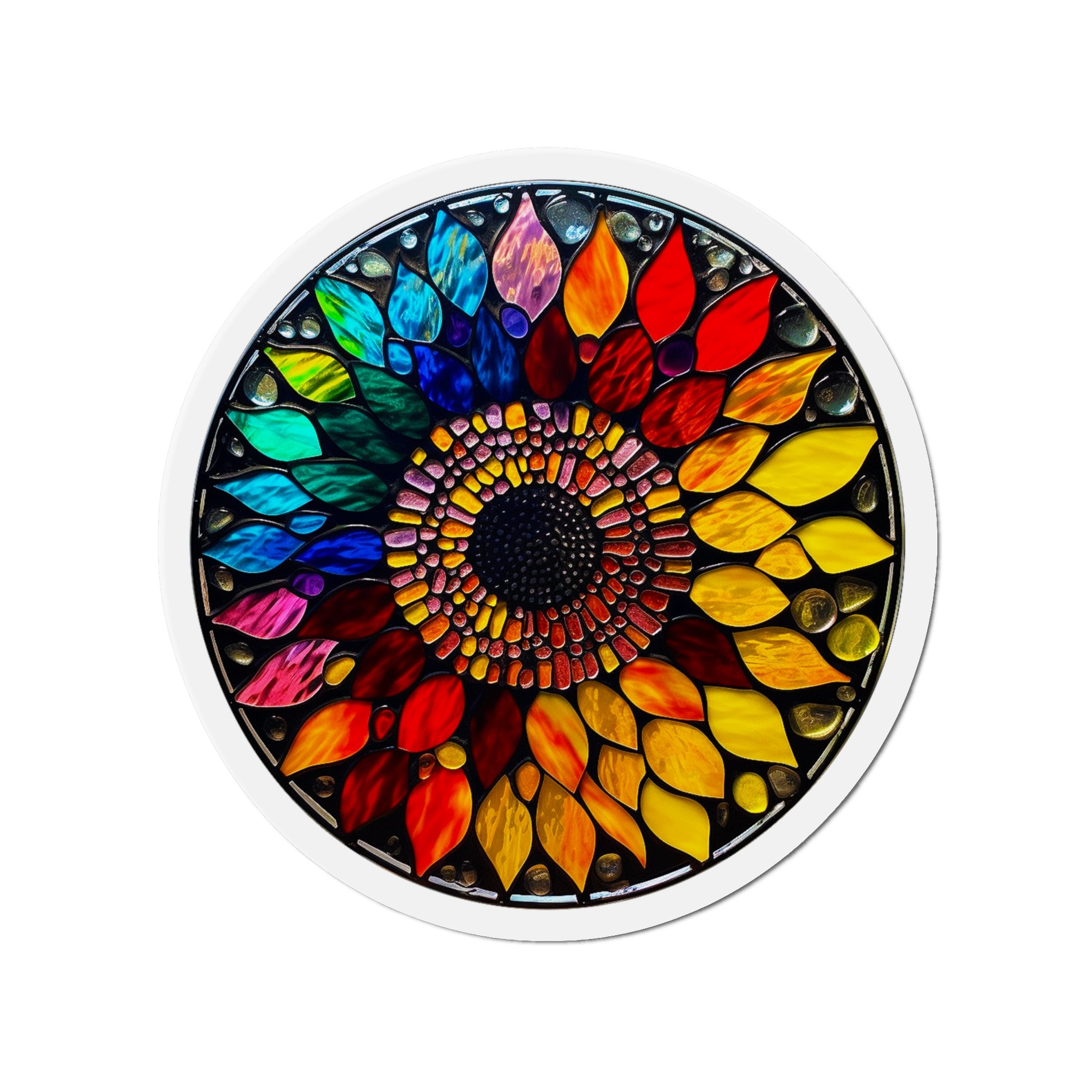 Rainbow Stained Glass Sunflower Magnet - Colorful Beauty for Your Space!